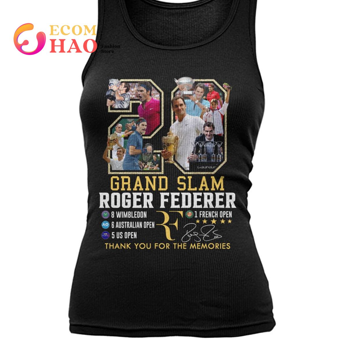 20 Grand Slam Roger Federer Thank You For The Memories T-Shirt