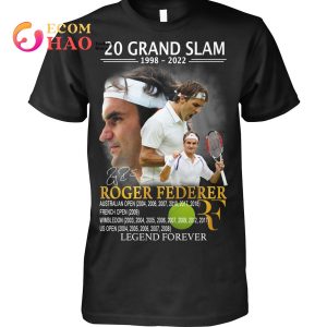 20 Grand Slam 1998 - 2022 Roger  Federer Legend Forever T-Shirt