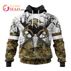 NFL Baltimore Ravens Specialized Specialized Design Wih Deer Skull And Forest Pattern For Go Hunting 3D Hoodie