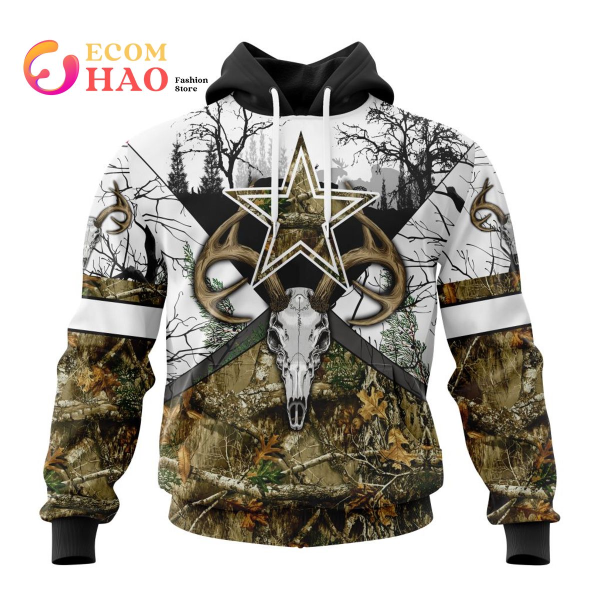 NFL Dallas Cowboysls Specialized Specialized Design Wih Deer Skull And Forest Pattern For Go Hunting 3D Hoodie