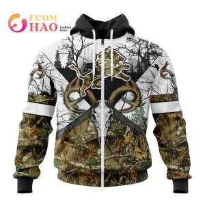 NFL Detroit Lions Specialized Specialized Design Wih Deer Skull And Forest Pattern For Go Hunting 3D Hoodie