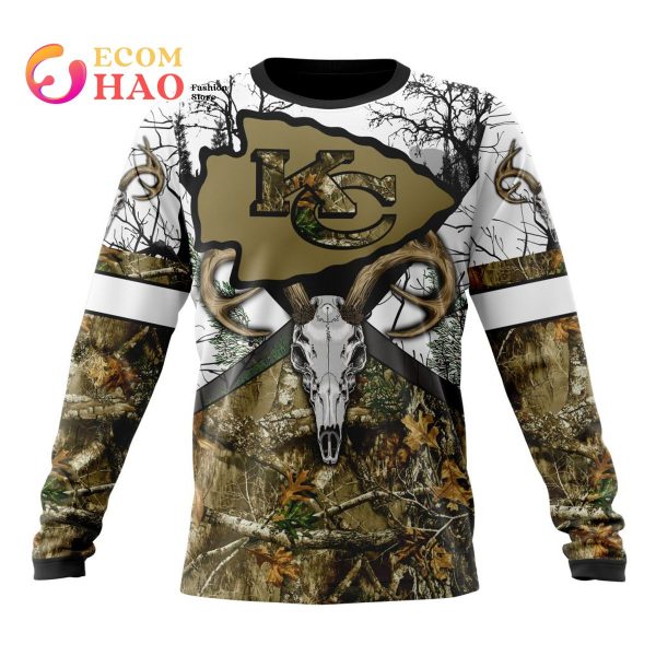 Men's KC Chiefs Hoodie 3D Deer Skull Forest Pattern Custom Kansas