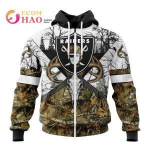 NFL Las Vegas Raiders Specialized Specialized Design Wih Deer Skull And Forest Pattern For Go Hunting 3D Hoodie