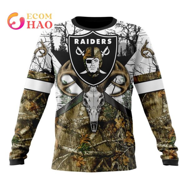 NFL Las Vegas Raiders Specialized Specialized Design Wih Deer Skull And Forest Pattern For Go Hunting 3D Hoodie