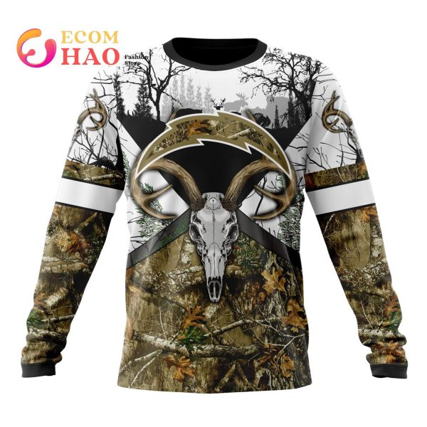 NFL Los Angeles Chargers Specialized Specialized Design Wih Deer Skull And Forest Pattern For Go Hunting 3D Hoodie