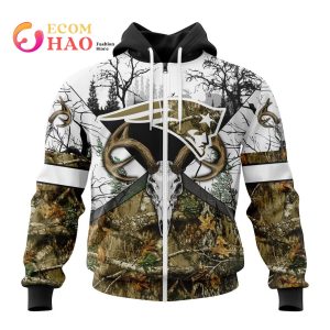 NFL New England Patriots Specialized Specialized Design Wih Deer Skull And Forest Pattern For Go Hunting 3D Hoodie
