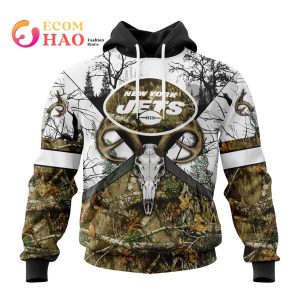 NFL New York Jets Specialized Specialized Design Wih Deer Skull And Forest Pattern For Go Hunting 3D Hoodie