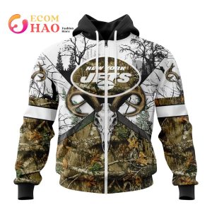 NFL New York Jets Specialized Specialized Design Wih Deer Skull And Forest Pattern For Go Hunting 3D Hoodie