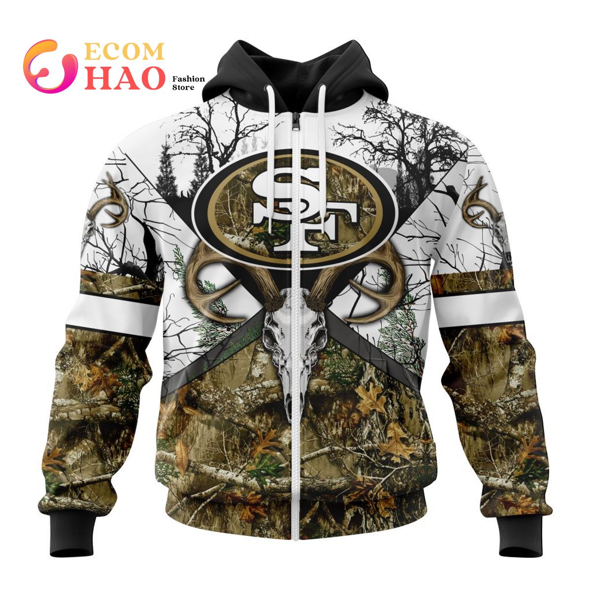 NFL San Francisco 49ers Specialized Specialized Design Wih Deer Skull And Forest Pattern For Go Hunting 3D Hoodie