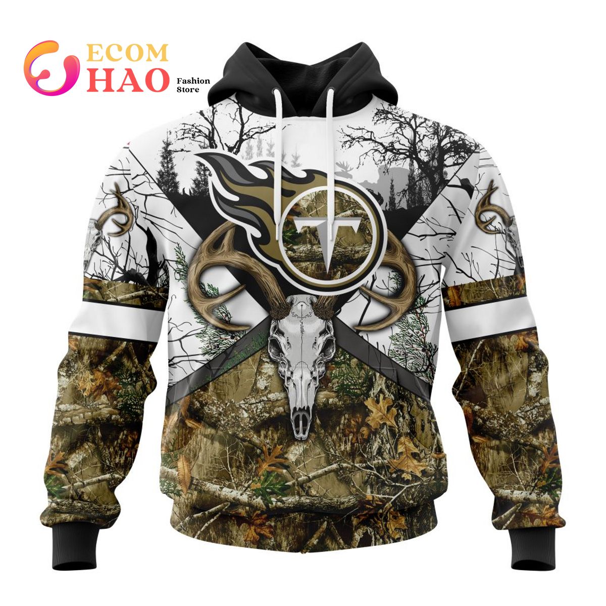 NFL Tennessee Titans Specialized Specialized Design Wih Deer Skull And Forest Pattern For Go Hunting 3D Hoodie