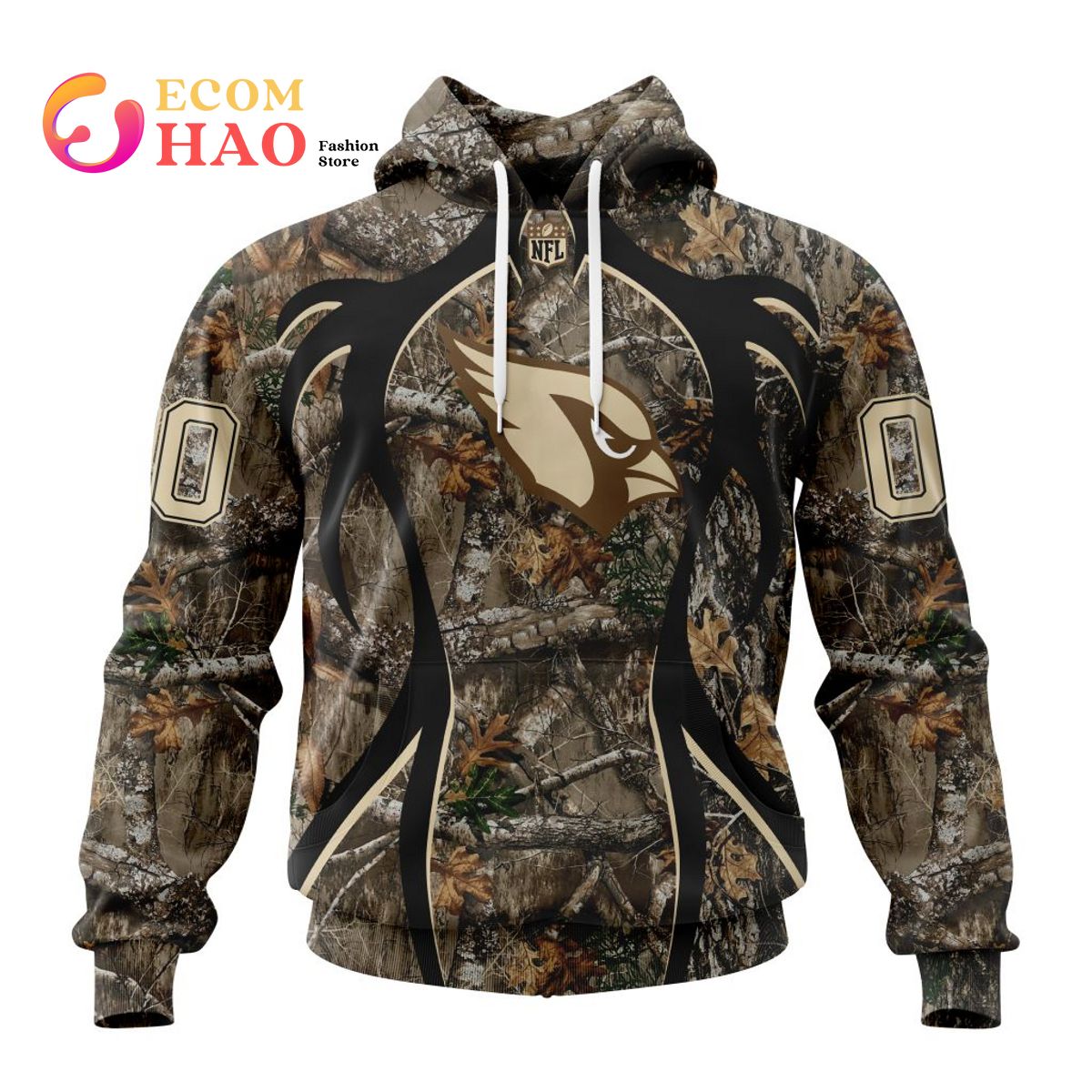 NFL Arizona Cardinals 3D Hoodie USA Flag Camo Realtree Hunting