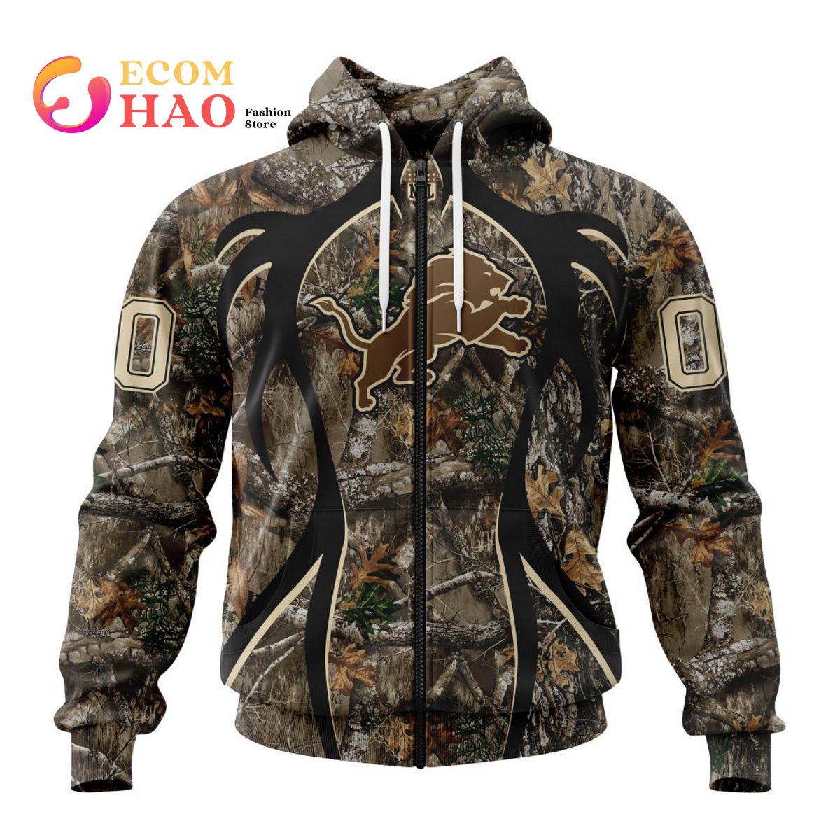 NFL Detroit Lions Special Camo Realtree Hunting 3D Hoodie