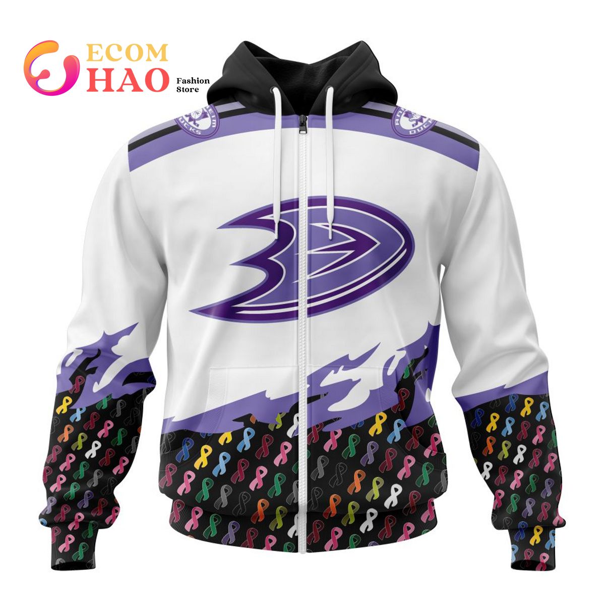 NHL Anaheim Ducks Specialized Kits In OCTOBER WE STAND TOGETHER WE CAN BEAT CANCER 3D Hoodie