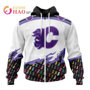 NHL Calgary Flames Specialized Kits In OCTOBER WE STAND TOGETHER WE CAN BEAT CANCER 3D Hoodie