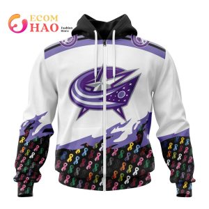 NHL Columbus Blue Jackets Specialized Kits In OCTOBER WE STAND TOGETHER WE CAN BEAT CANCER 3D Hoodie
