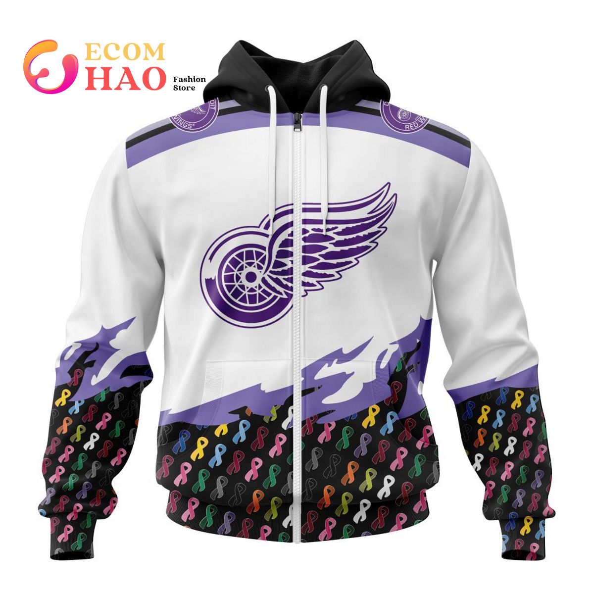 NHL Detroit Red Wings Specialized Kits In OCTOBER WE STAND TOGETHER WE CAN BEAT CANCER 3D Hoodie