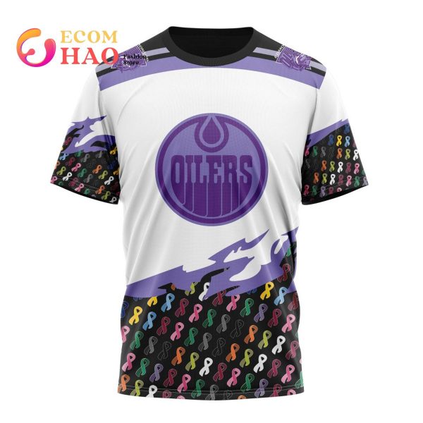 NHL Edmonton Oilers Specialized Kits In OCTOBER WE STAND TOGETHER WE CAN BEAT CANCER 3D Hoodie
