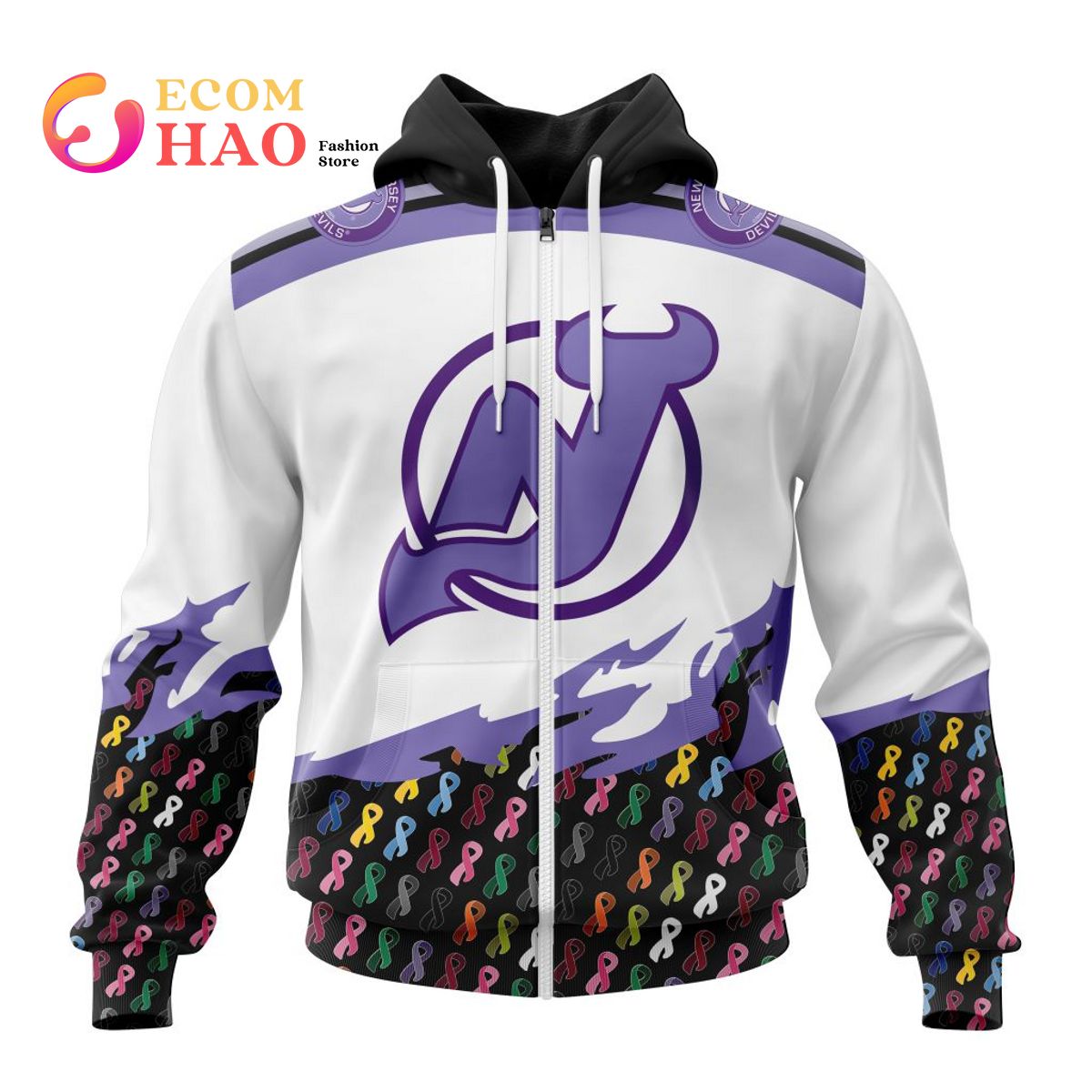 NHL New Jersey Devils Specialized Kits In OCTOBER WE STAND TOGETHER WE CAN BEAT CANCER 3D Hoodie