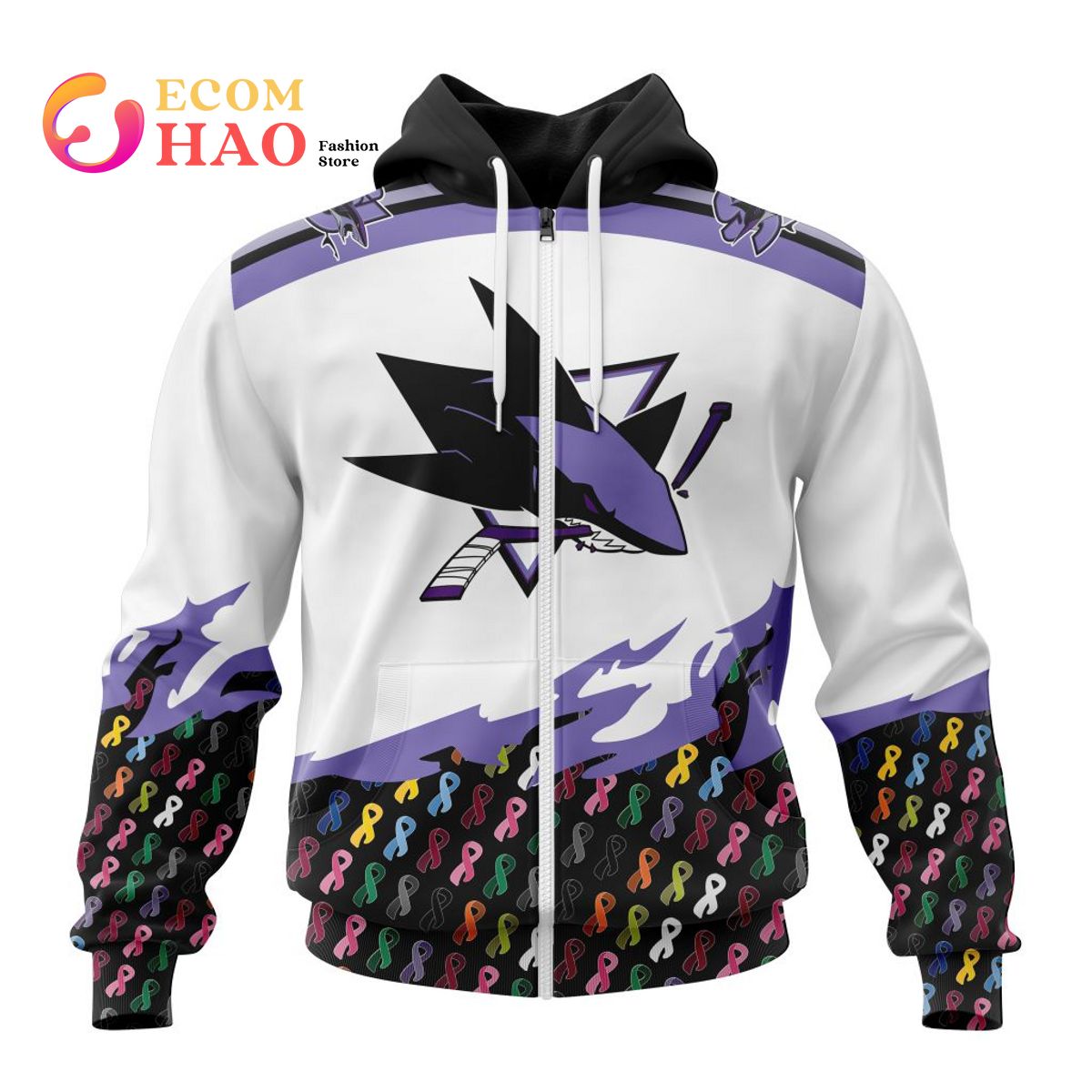 NHL San Jose Sharks Specialized Kits In OCTOBER WE STAND TOGETHER WE CAN BEAT CANCER 3D Hoodie