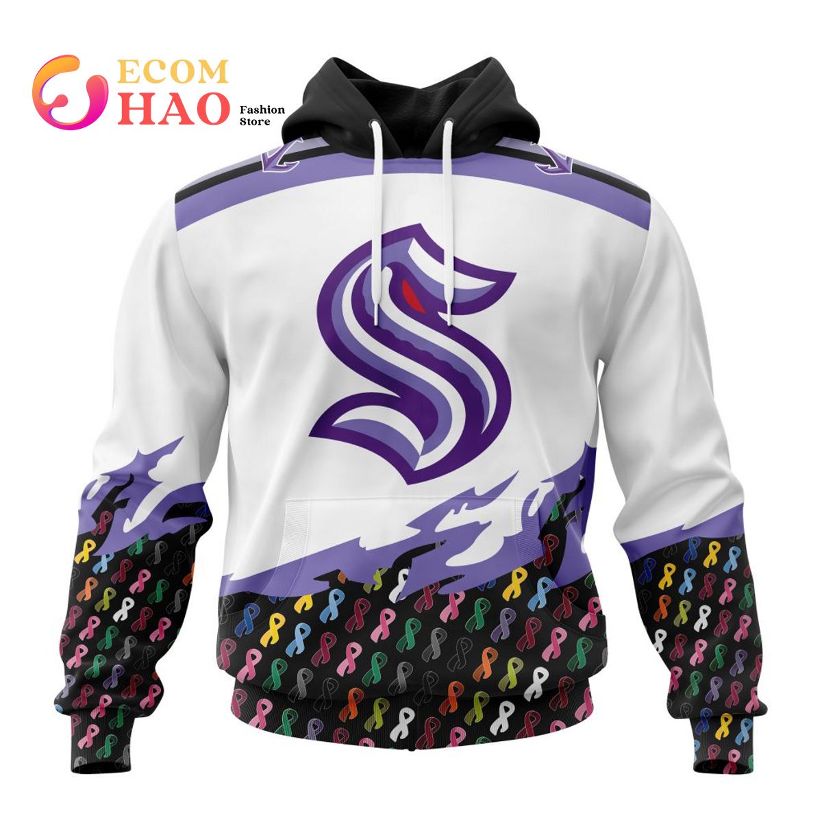 NHL Seattle Kraken Specialized Kits In OCTOBER WE STAND TOGETHER WE CAN BEAT CANCER 3D Hoodie