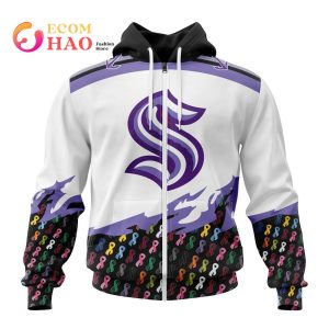 NHL Seattle Kraken Specialized Kits In OCTOBER WE STAND TOGETHER WE CAN BEAT CANCER 3D Hoodie