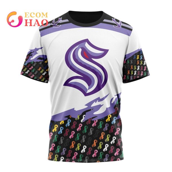 NHL Seattle Kraken Specialized Kits In OCTOBER WE STAND TOGETHER WE CAN BEAT CANCER 3D Hoodie