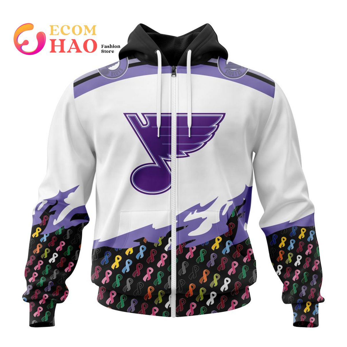 NHL St. Louis Blues Specialized Kits In OCTOBER WE STAND TOGETHER WE CAN BEAT CANCER 3D Hoodie