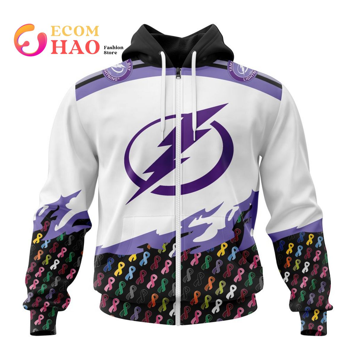 NHL Tampa Bay Lightning Specialized Kits In OCTOBER WE STAND TOGETHER WE CAN BEAT CANCER 3D Hoodie