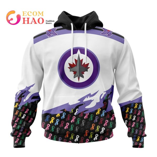 NHL Winnipeg Jets Specialized Kits In OCTOBER WE STAND TOGETHER WE CAN BEAT CANCER 3D Hoodie