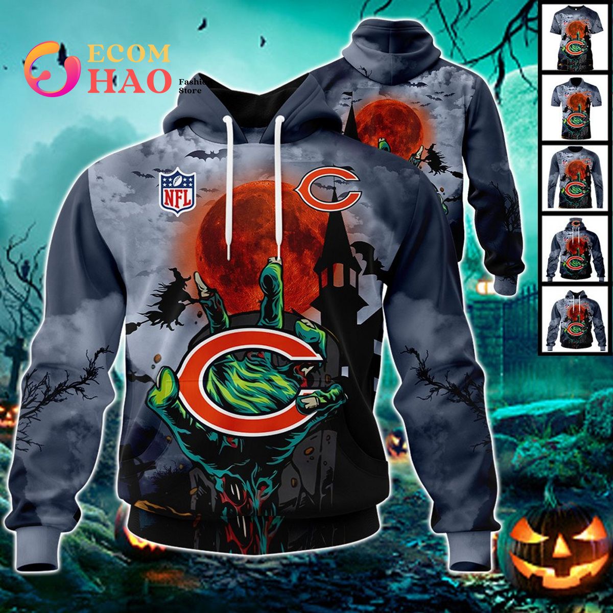 Bears NFL Halloween Jersey 3D Hoodie