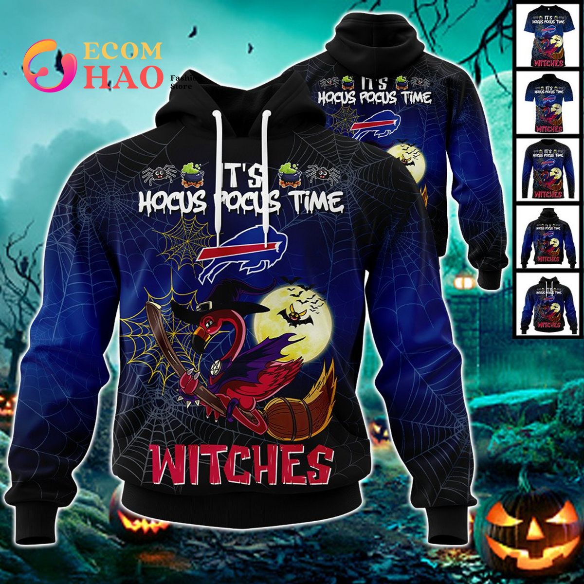 Bears NFL Halloween Jersey Falmingo Witches Hocus Pocus 3D Hoodie