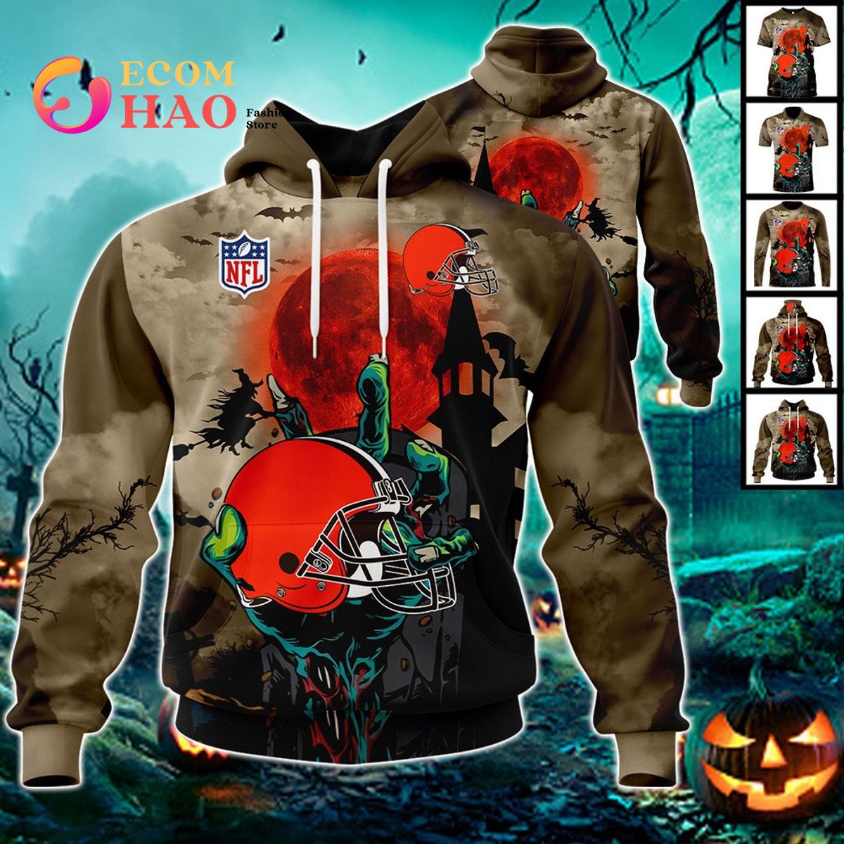 Browns NFL Halloween Jersey 3D Hoodie