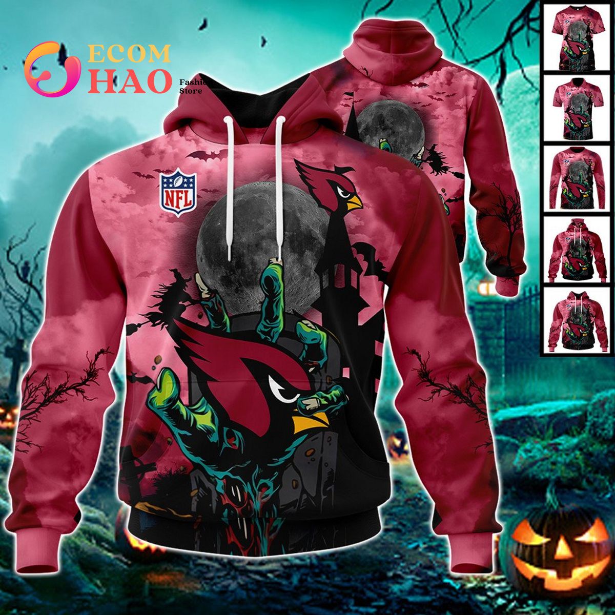 Cardinals NFL Halloween Jersey 3D Hoodie