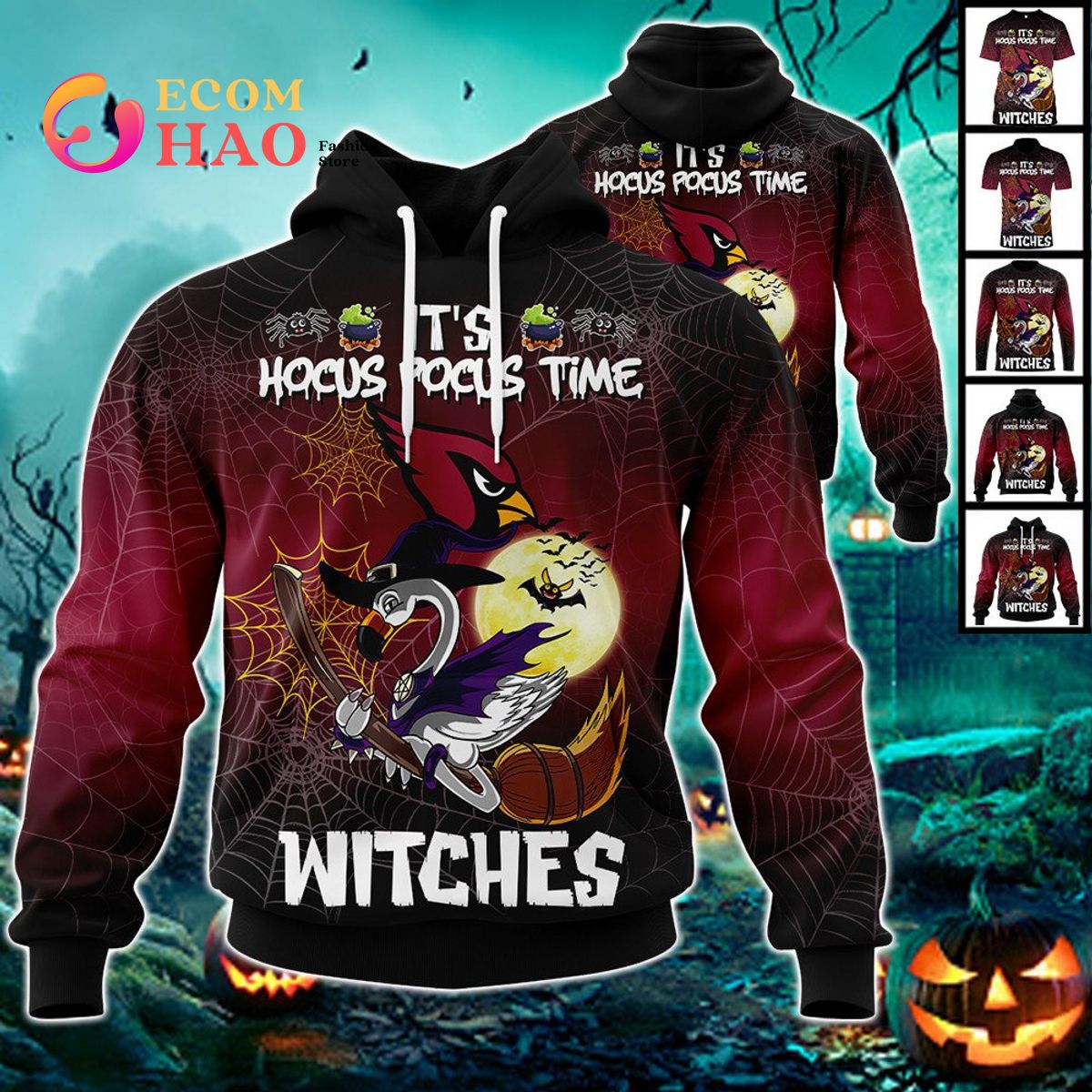 Chiefs NFL Halloween Jersey Falmingo Witches Hocus Pocus 3D Hoodie