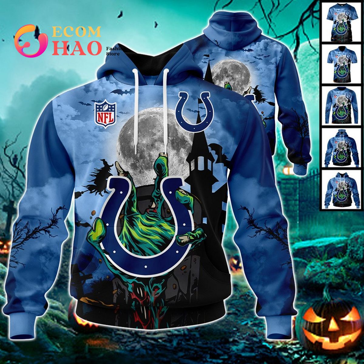 Colts NFL Halloween Jersey 3D Hoodie