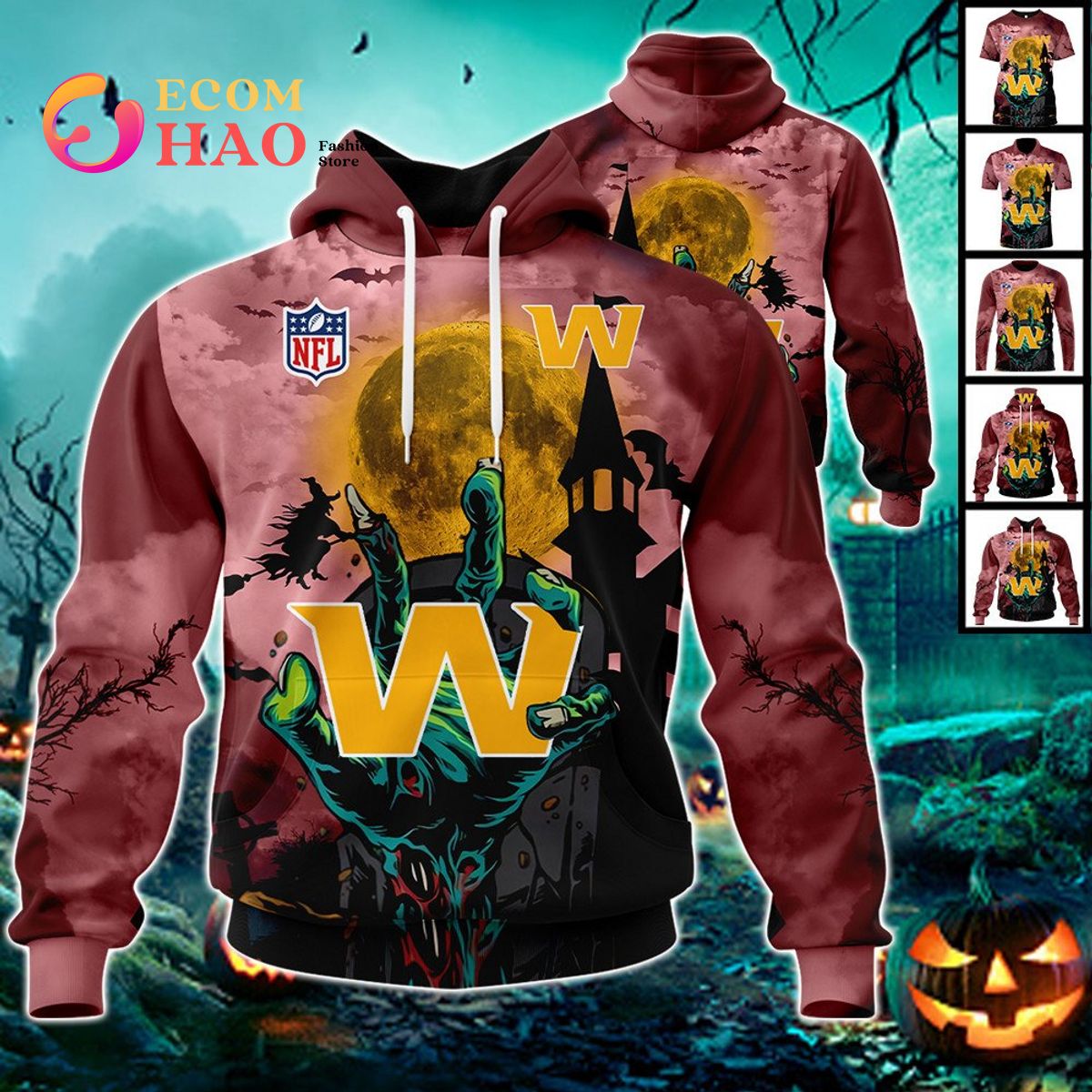 Commanders NFL Halloween Jersey 3D Hoodie