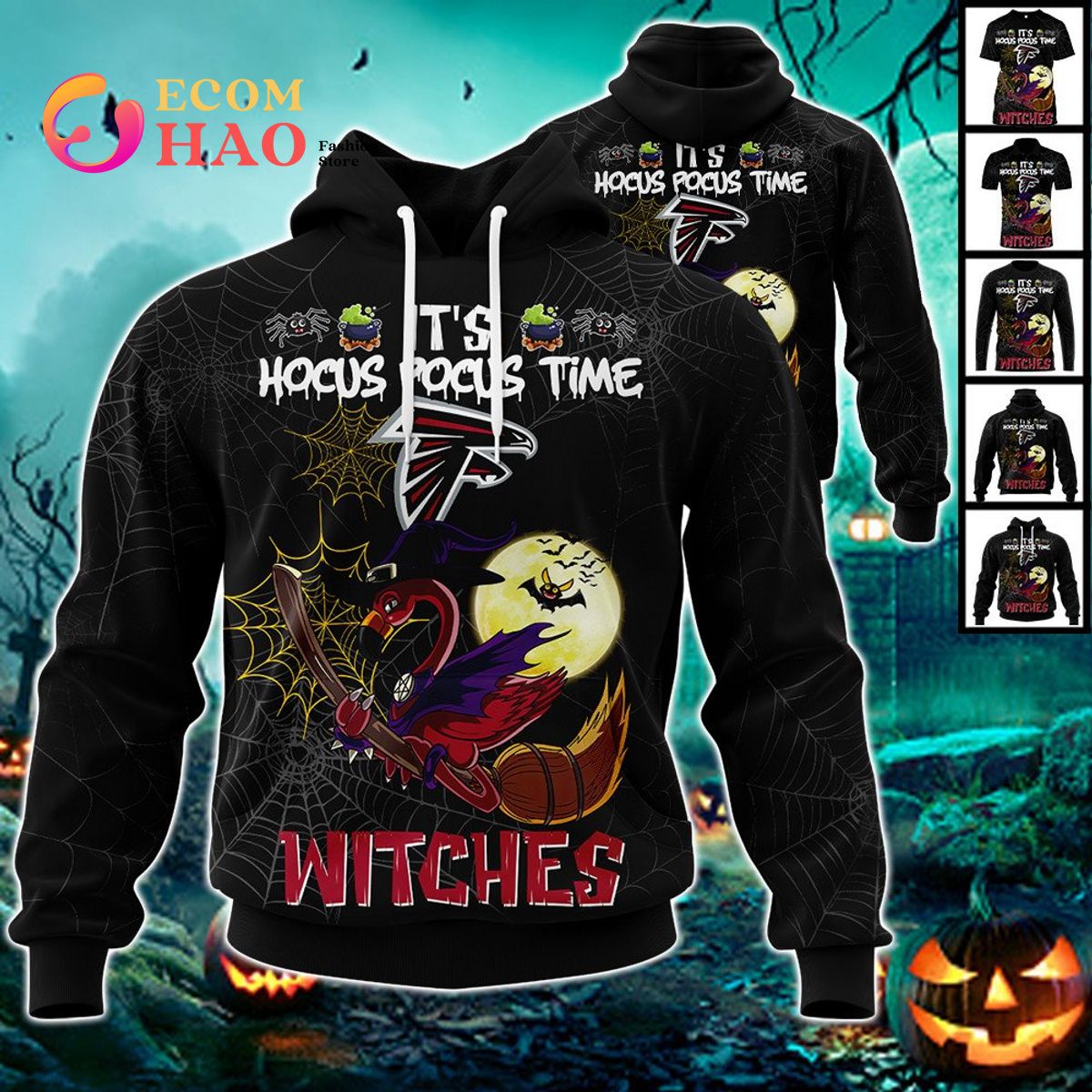 Eagles NFL Halloween Jersey Falmingo Witches Hocus Pocus 3D Hoodie