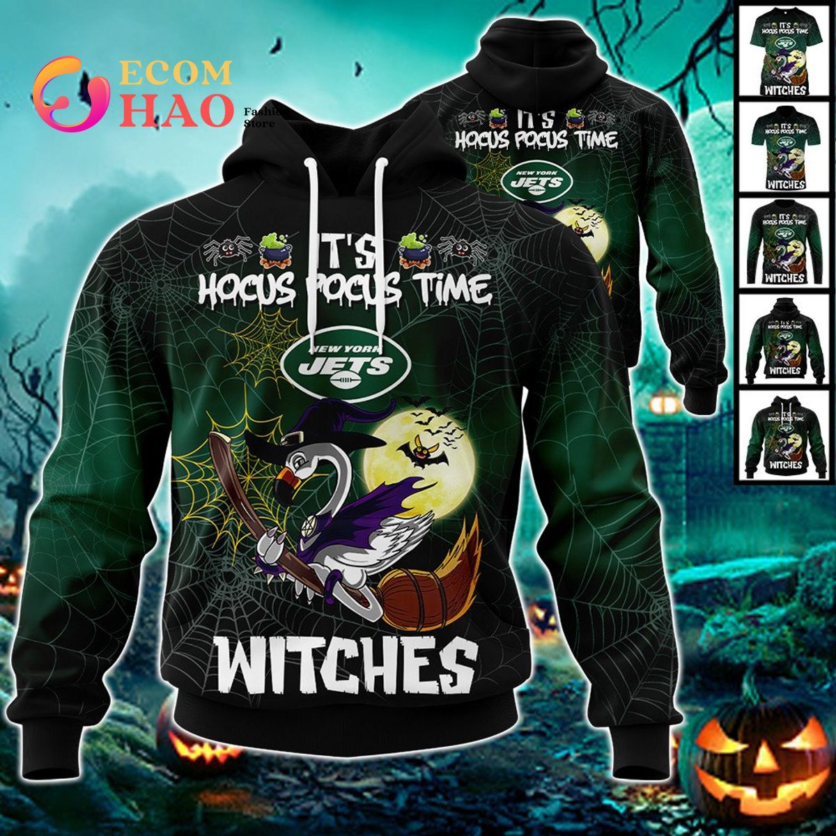 Panthers NFL Halloween Jersey Falmingo Witches Hocus Pocus 3D Hoodie