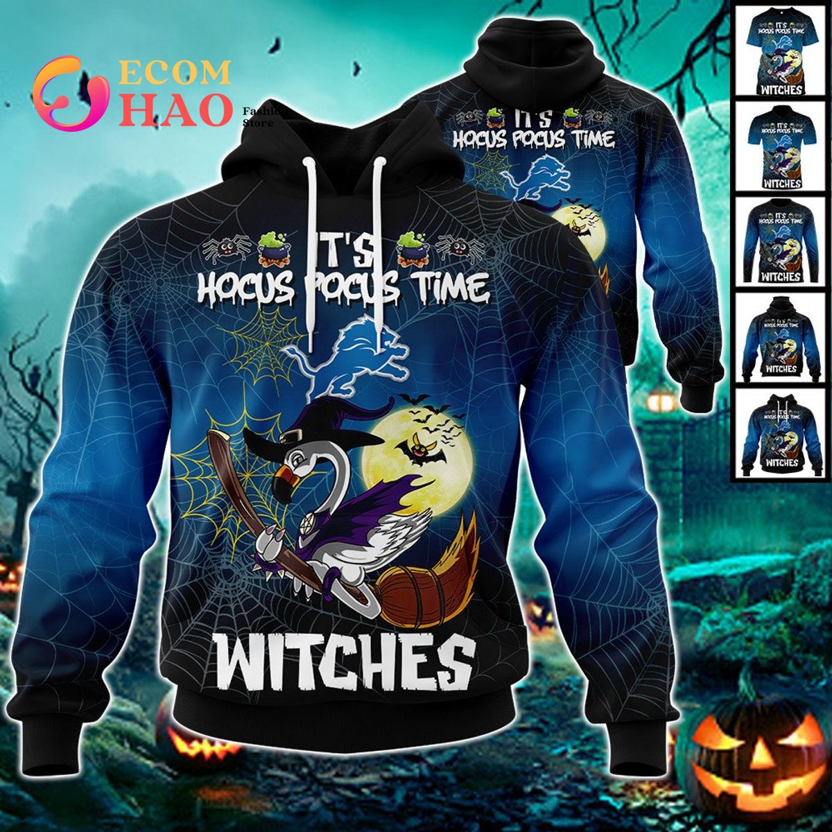 Falcons NFL Halloween Jersey Falmingo Witches Hocus Pocus 3D Hoodie