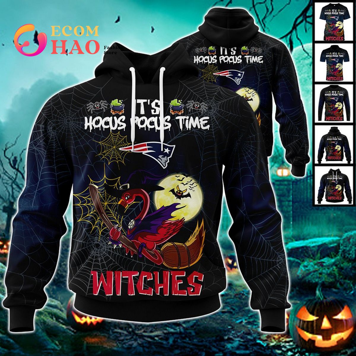 Panthers NFL Halloween Jersey Falmingo Witches Hocus Pocus 3D Hoodie