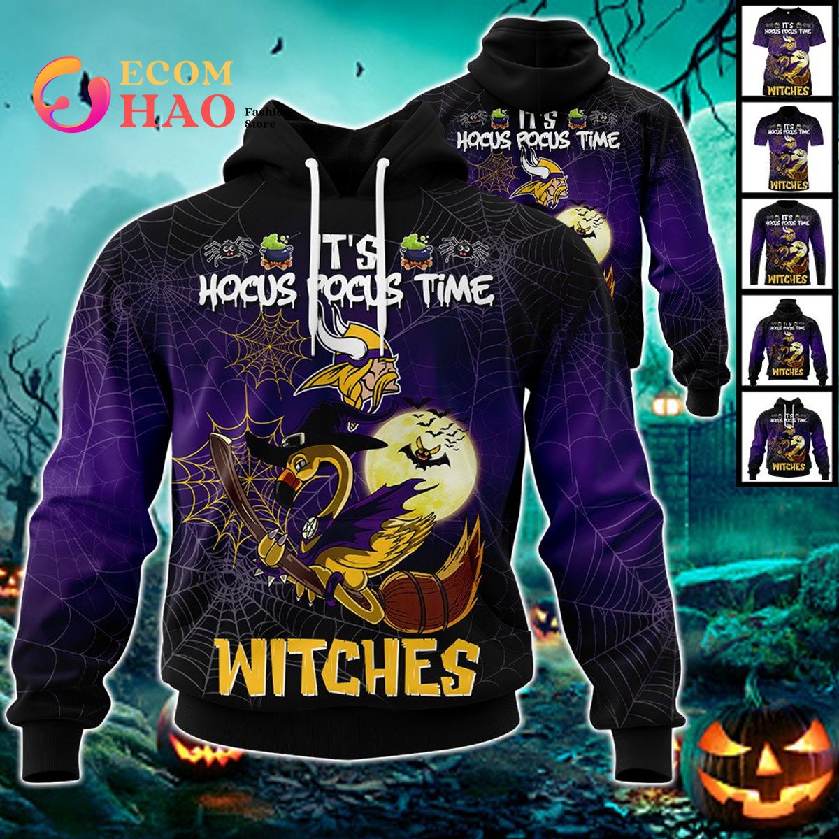 Ravens NFL Halloween Jersey Falmingo Witches Hocus Pocus 3D Hoodie