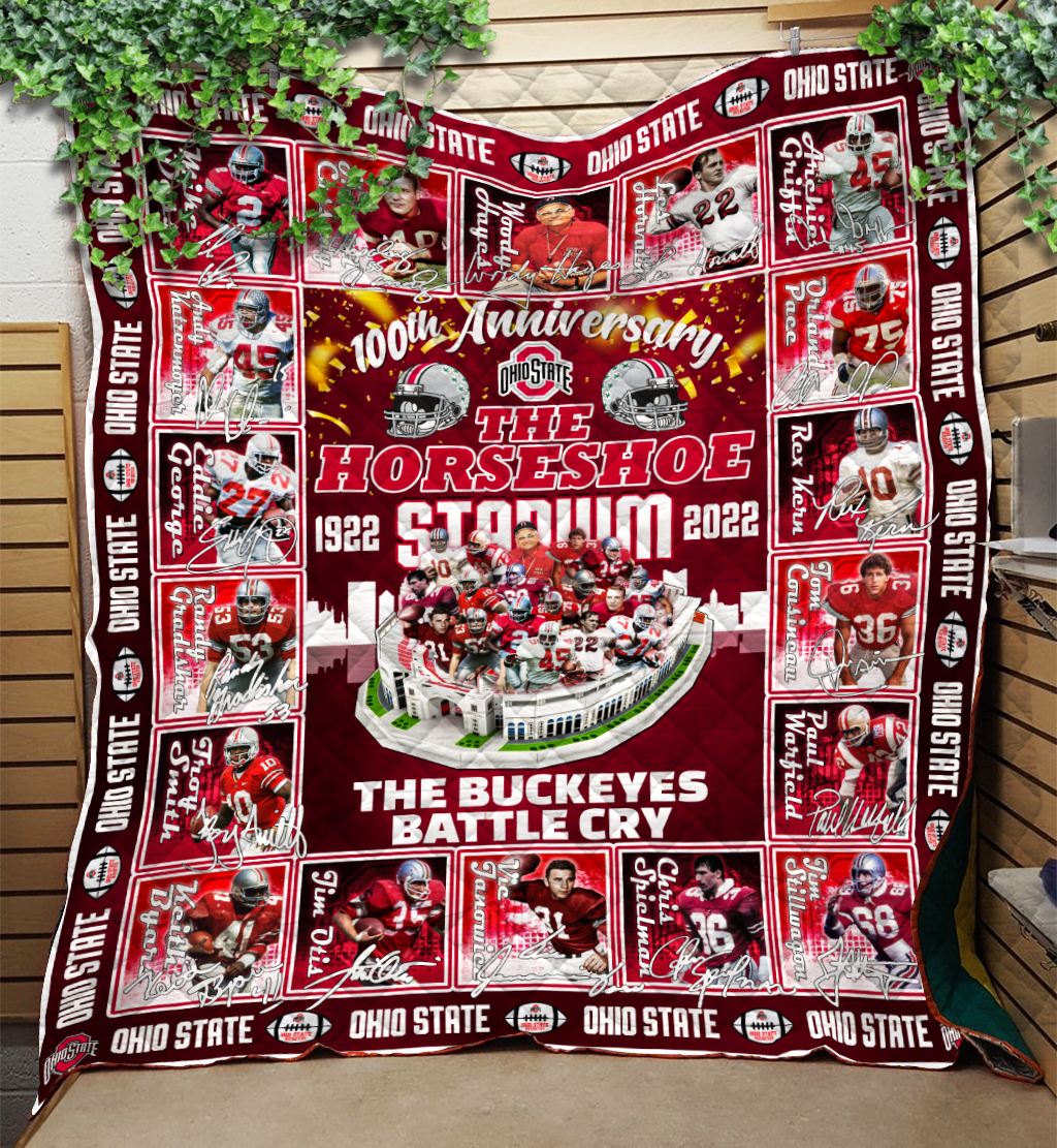 100TH Anniversary The Horseshoe 1922-2022 Stadium The Buckeyes Battle Cry Quilt Blanket