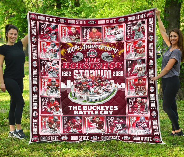 100TH Anniversary The Horseshoe 1922-2022 Stadium The Buckeyes Battle Cry Quilt Blanket