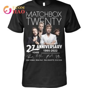 Matchbox Twenty 27 Years Anniversary 1995 – 2022 Rob Thomas And Brian Yale And Paul Doucette And Kyle Cook T-Shirt
