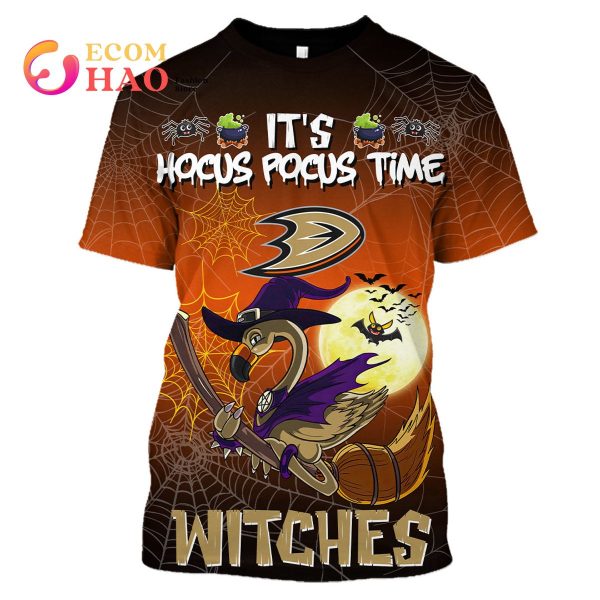 Anaheim Ducks Halloween Jersey Flamingo Witches Hocus Pocus 3D Hoodie