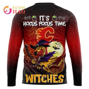 Calgary Flames Halloween Jersey Flamingo Witches Hocus Pocus 3D Hoodie