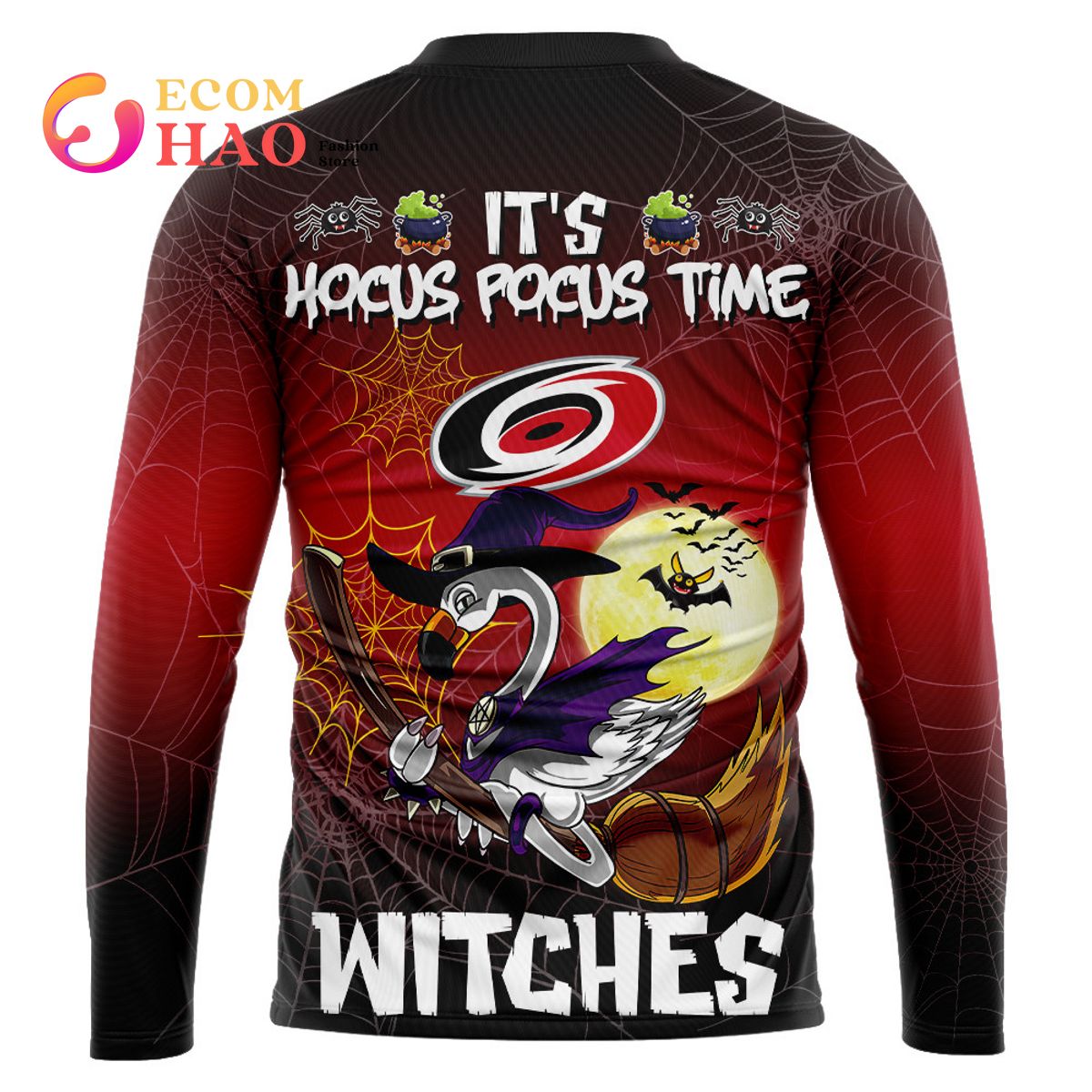 Carolina Hurricanes Halloween Jersey Flamingo Witches Hocus Pocus 3D Hoodie