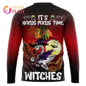 Chicago Blackhawks Halloween Jersey Flamingo Witches Hocus Pocus 3D Hoodie