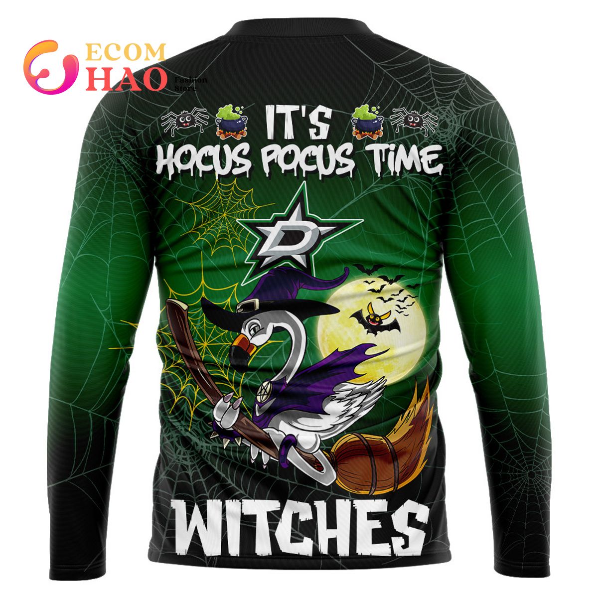 Dallas Stars Halloween Jersey Flamingo Witches Hocus Pocus 3D Hoodie