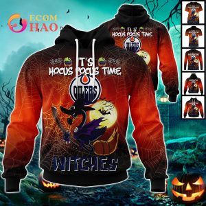 Edmonton Oilers Halloween Jersey Flamingo Witches Hocus Pocus 3D Hoodie